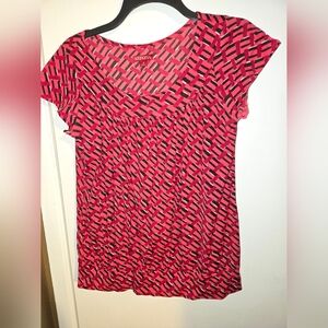 Merona Women's Top in Pink and Black Geometric Design Size S